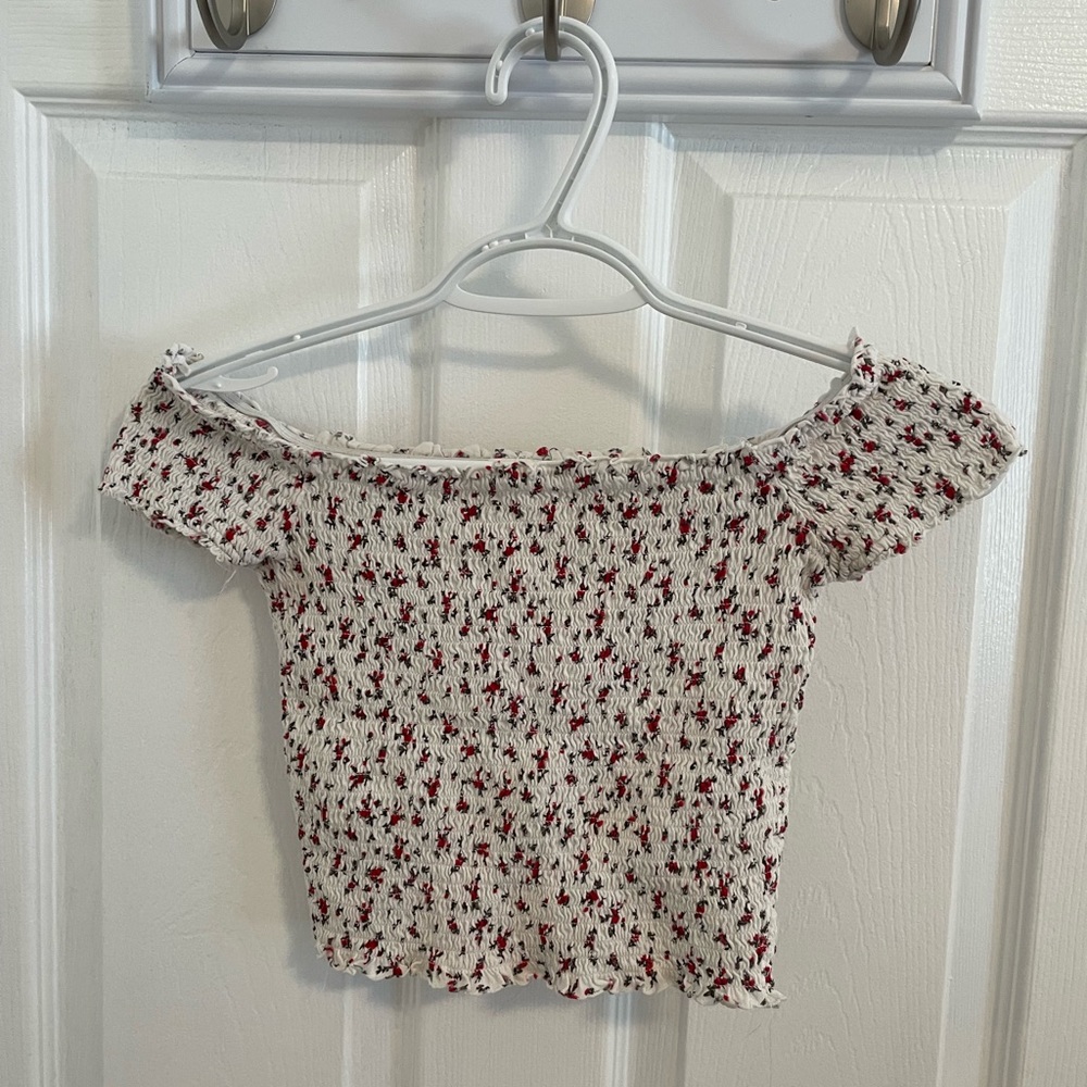 Garage Floral Off The Shoulder Smocked Top